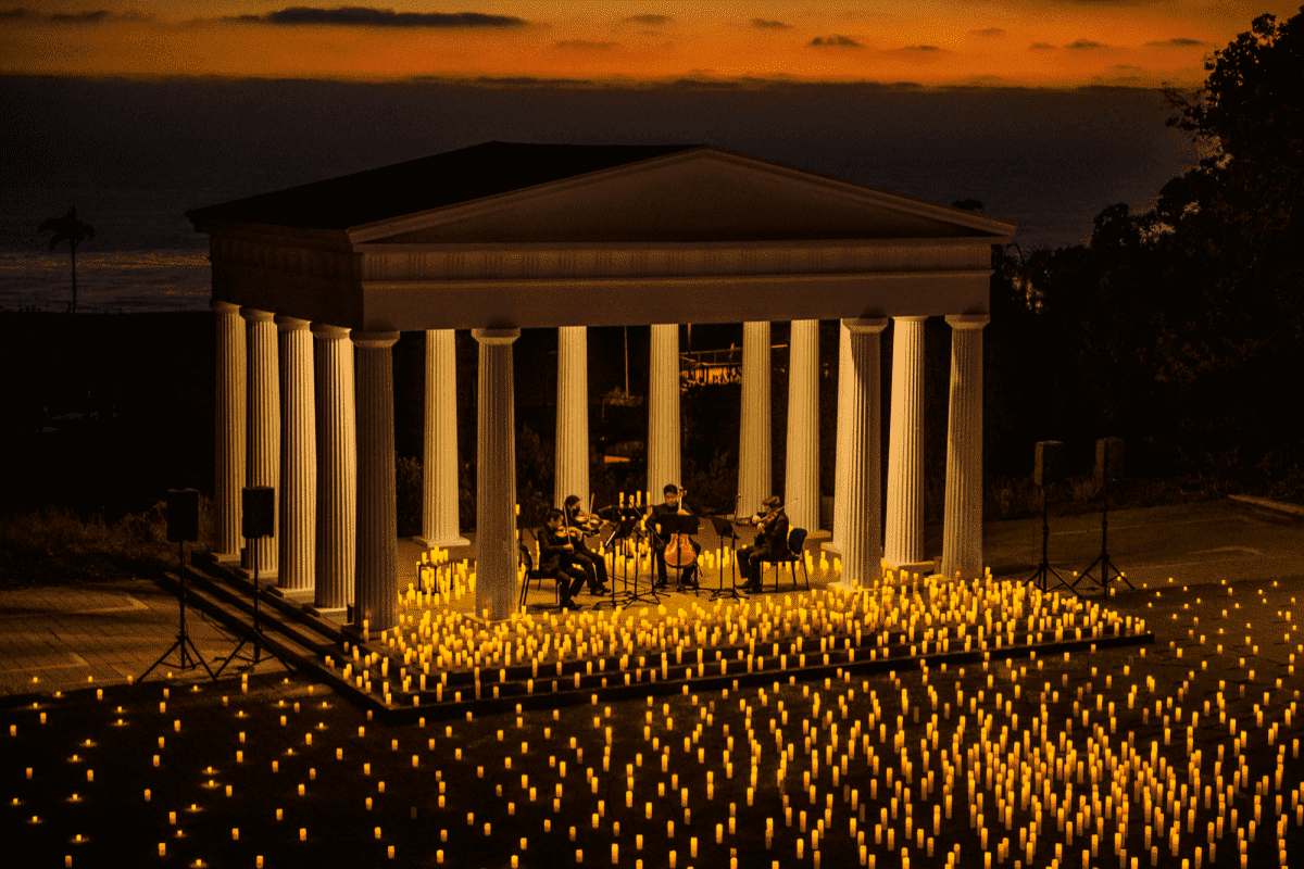 The Greek Amphitheater at PLNU illuminated by candles