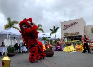 Dragon dance outside Jasmine Seafood Restaurant & Express in San Diego for Lunar New Year