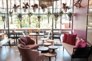 Plant-filled interiors at Chinese favorite Steamy Piggy in San Diego