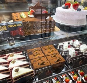 Cake and pastry selection from 85C Bakery Cafe in San Diego