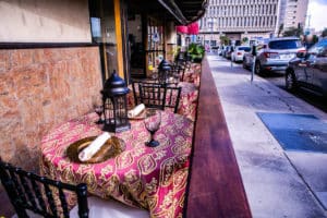 Outdoor seating at India Palace Banquet & Catering in San Diego